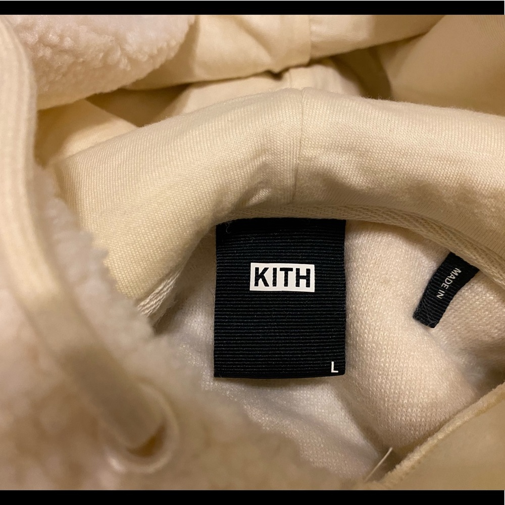 Kith Sherpa Box Logo Hoodie —Marshmallow - Picture 5 of 5